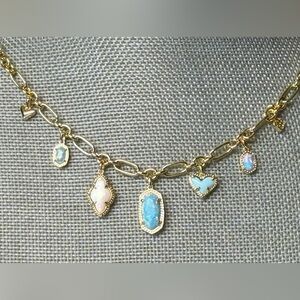 Kendra Scott Icon Gold Charm Necklace in Blue Opal Mix